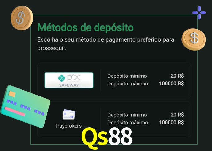 O cassino Qs88 oferece uma grande variedade de métodos de pagamento